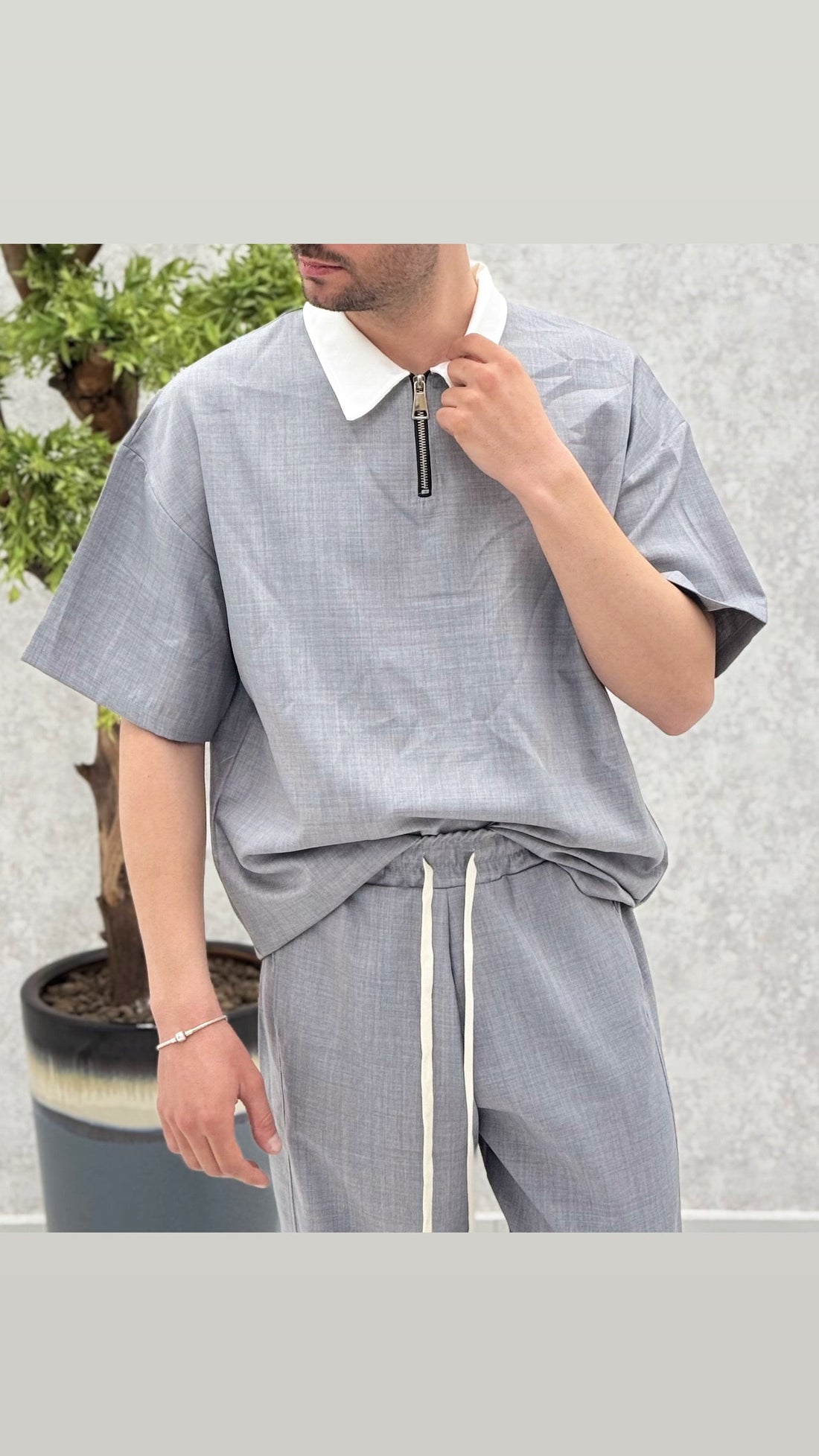 Coordinato polo contrasto zip