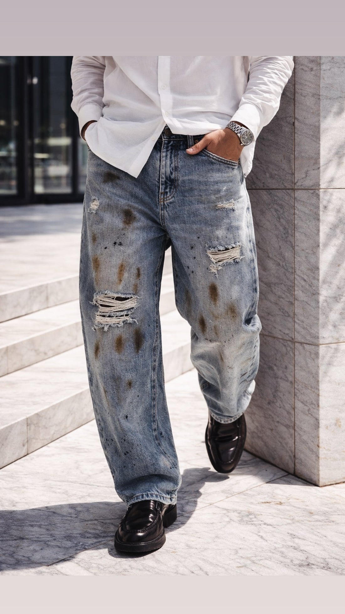 Jeans Fondo Largo Splatter
