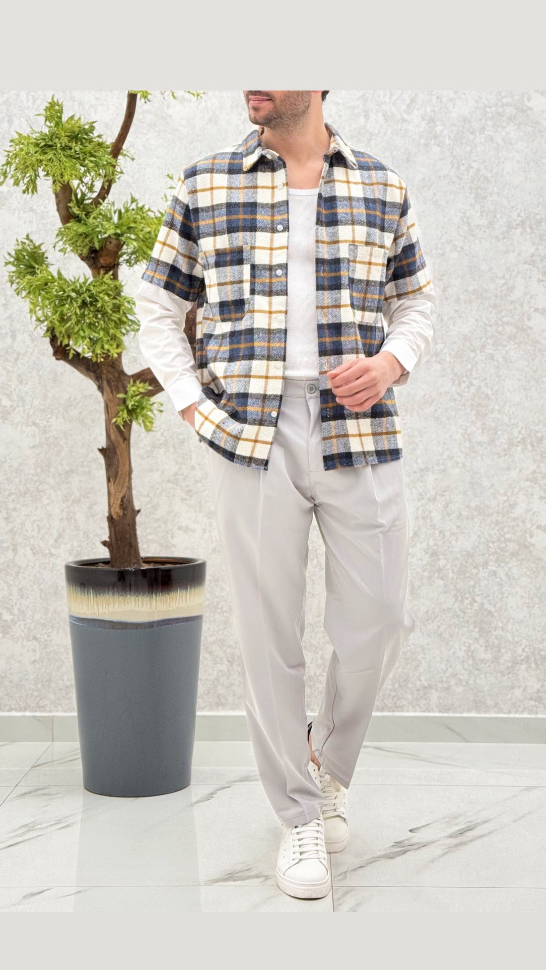 Jacket Quadri manica camicia