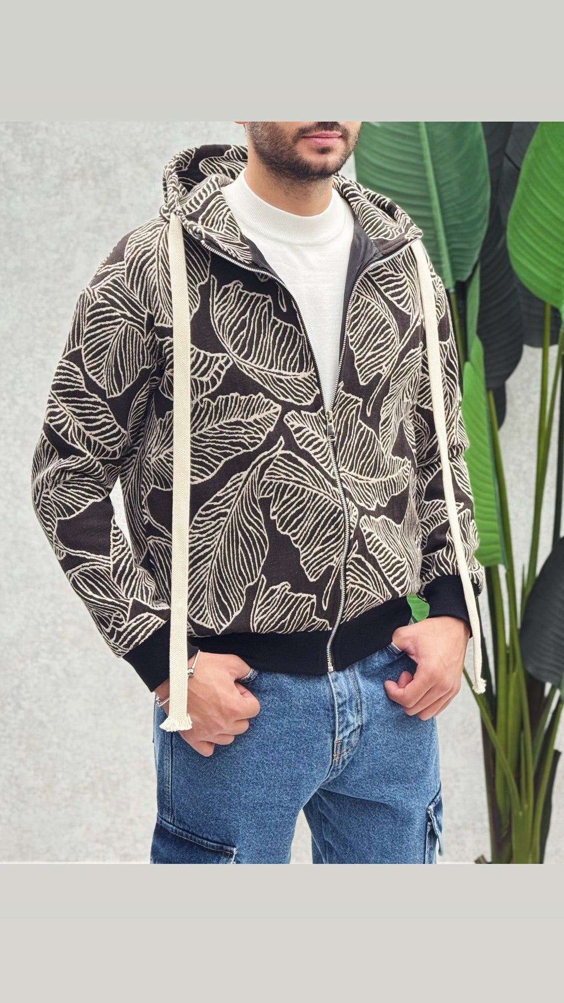 Jacket cappuccio palme