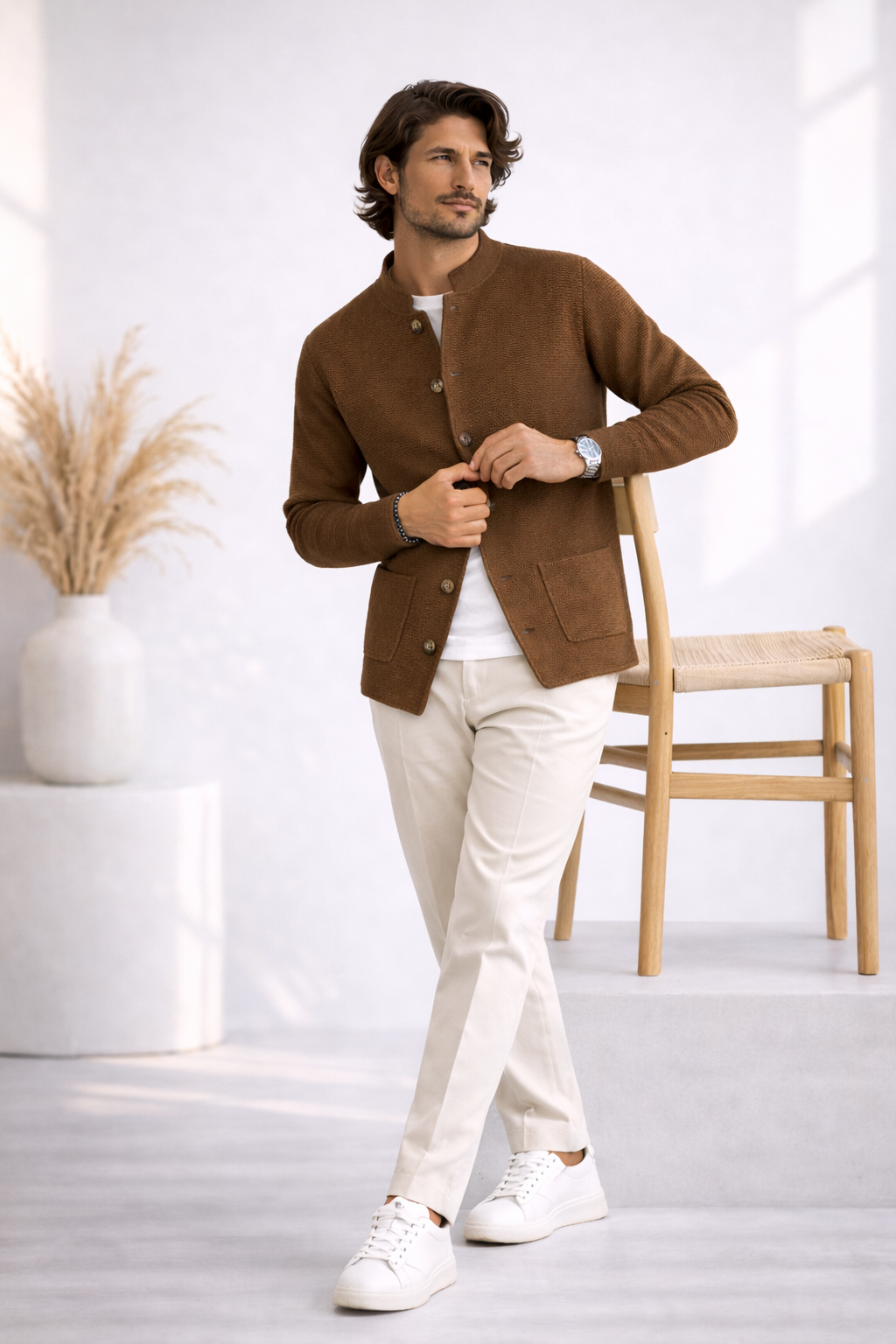 Cardigan Collo Coreano Filo Premium